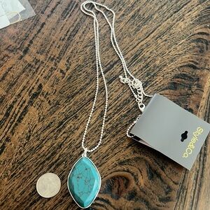 - Style & co sliver long beaded Turquoise necklace